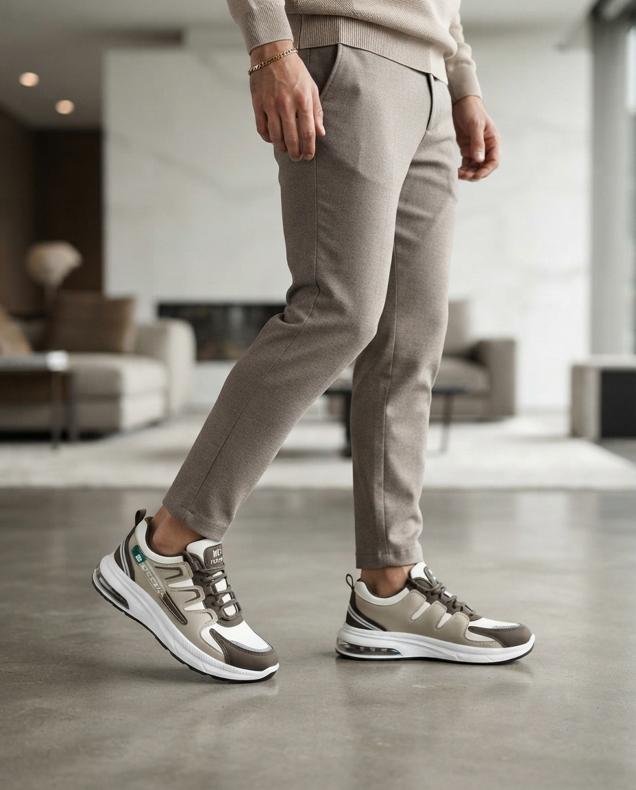 Premium Black & White Air Cushion Chunky Sneakers for Men | Casual, Gym & Sports Shoes