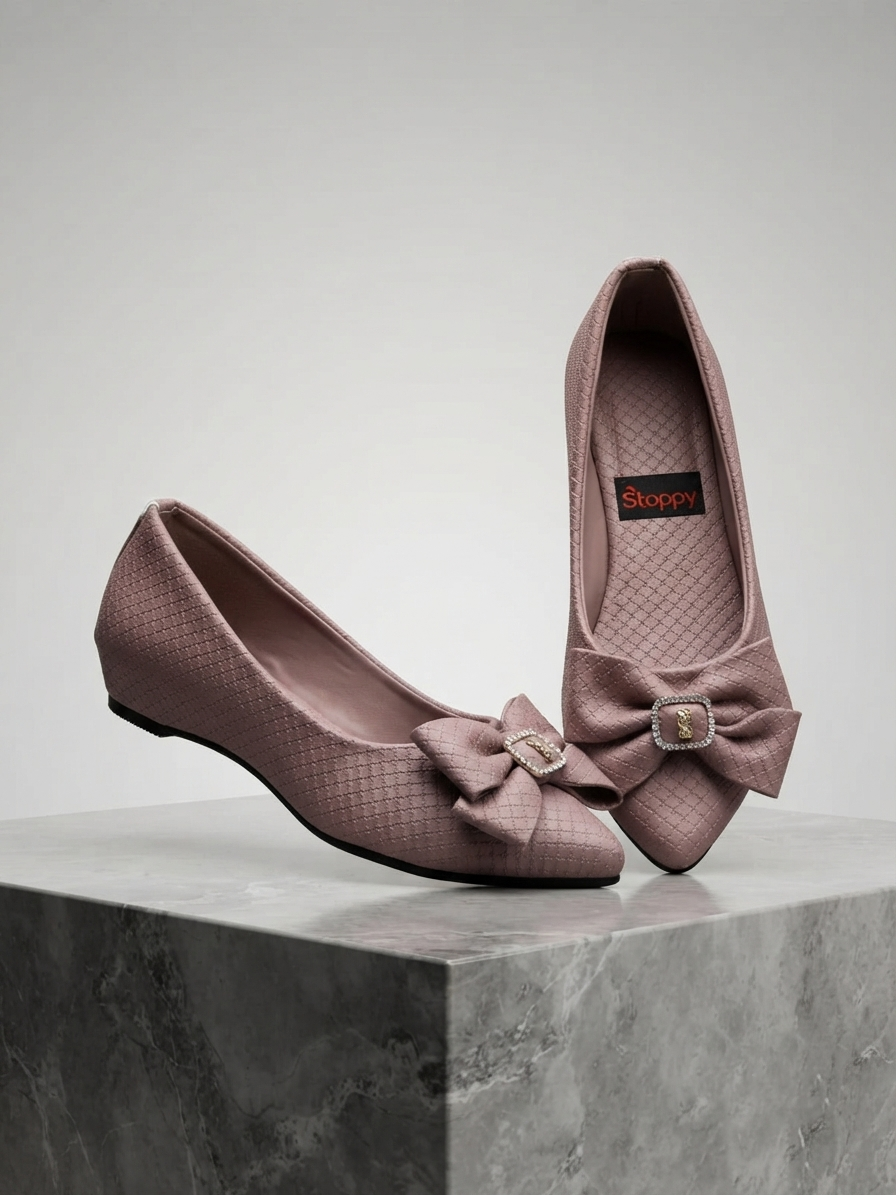 Elegant Off-White Quilted Bow Wedge Pumps for Women | Casual & Office Wear Shoes