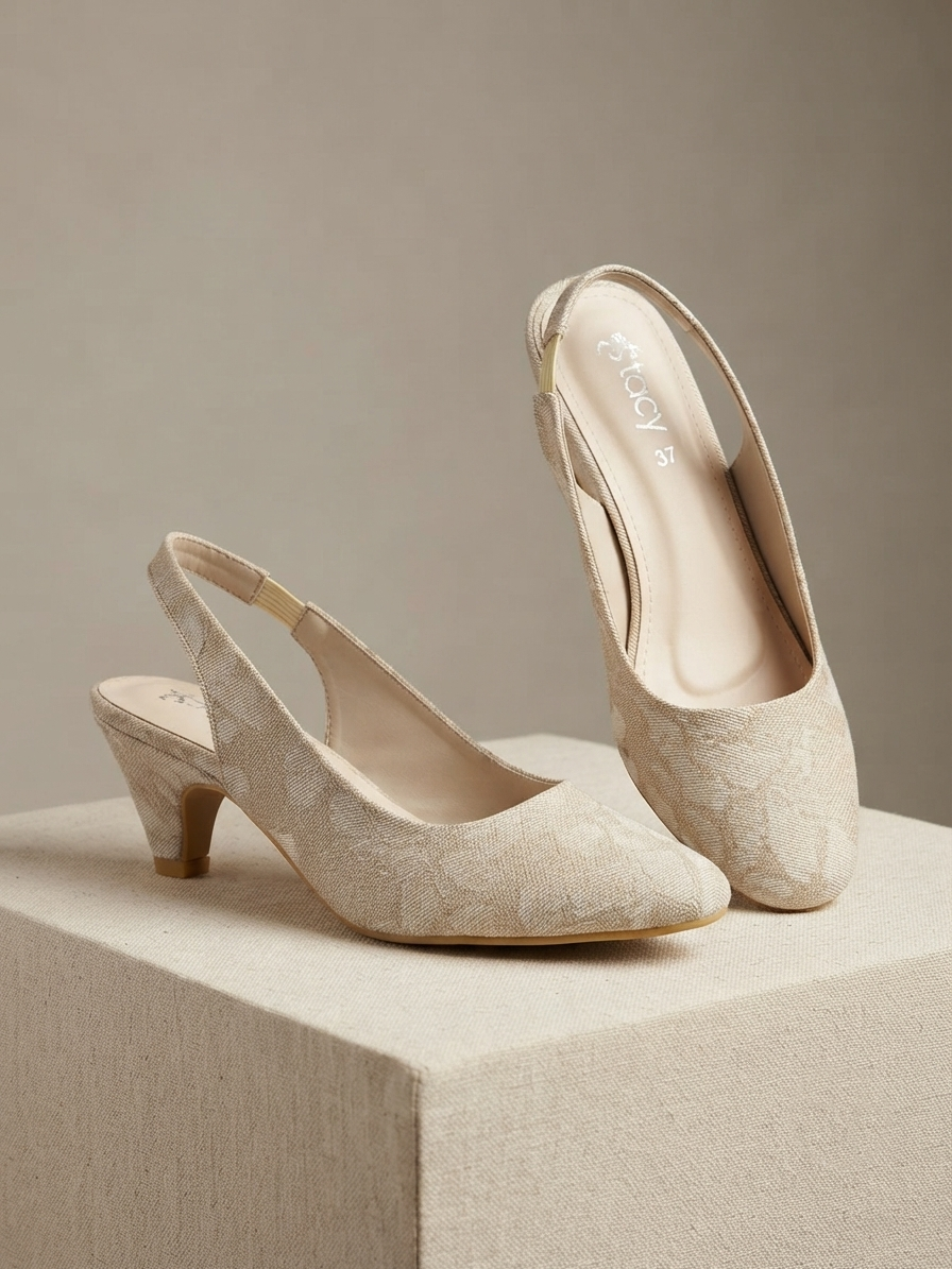 Elegant Patterned Slingback Kitten Heels for Women | Casual & Office Wear Shoes