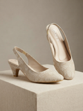 Elegant Patterned Slingback Kitten Heels for Women | Casual & Office Wear Shoes