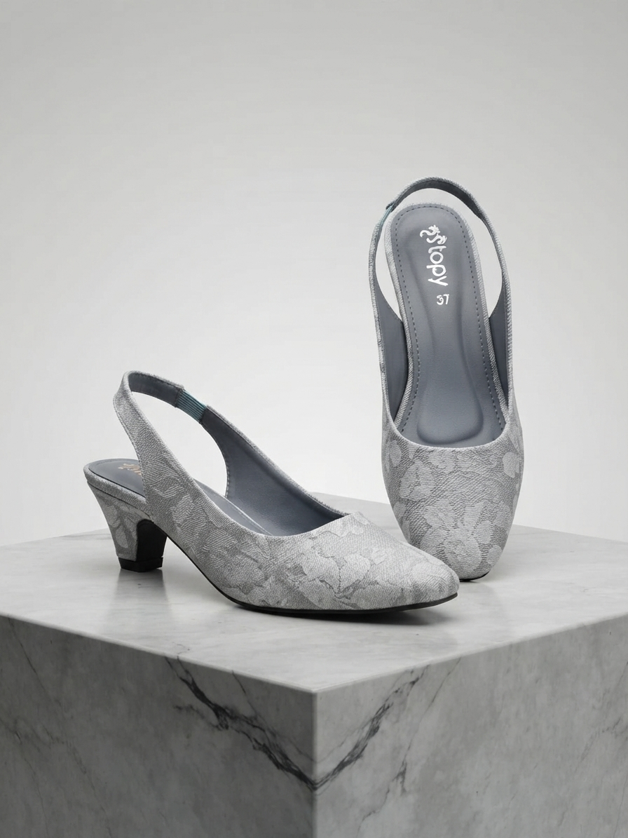Elegant Patterned Slingback Kitten Heels for Women | Casual & Office Wear Shoes