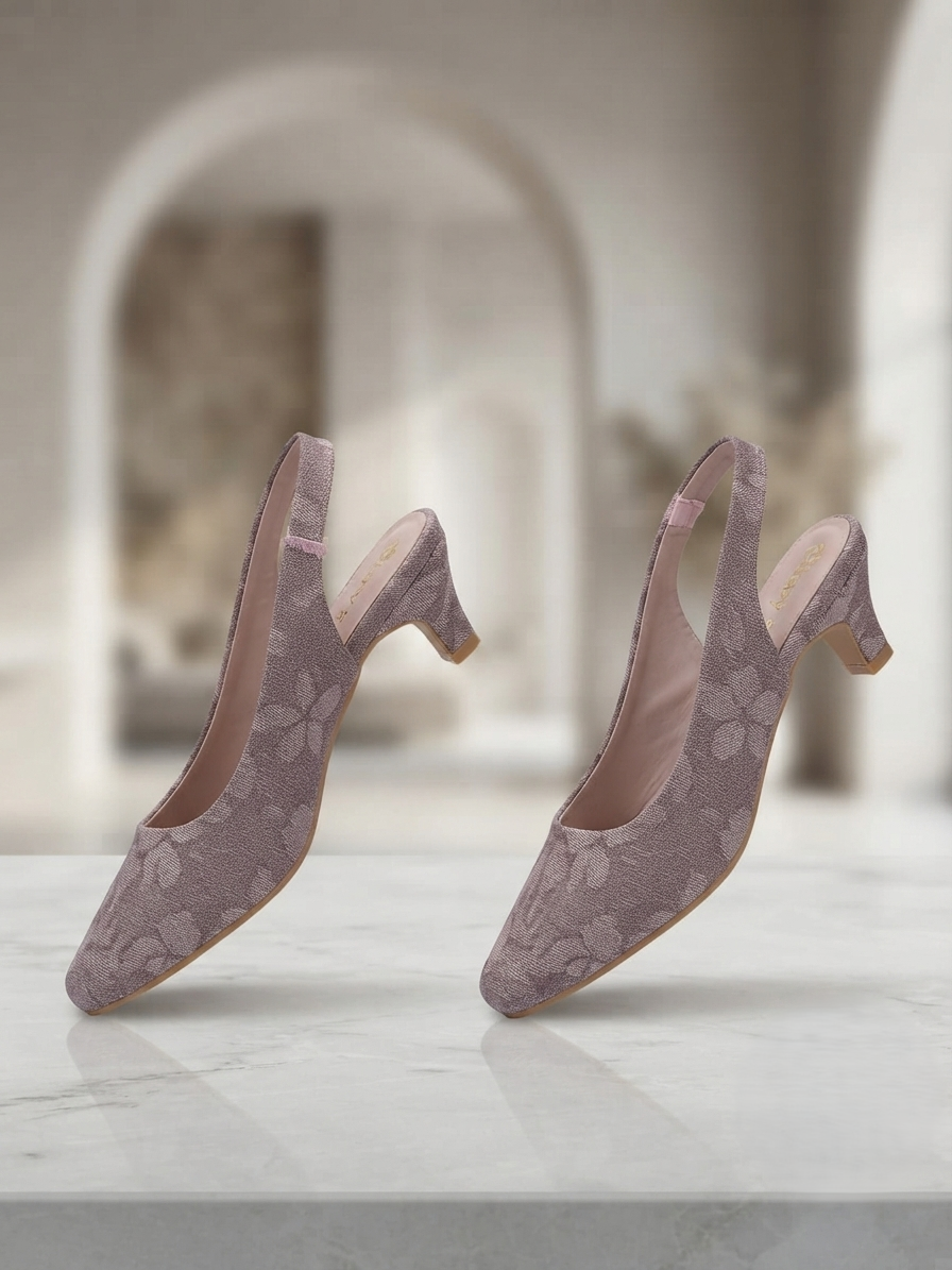 Elegant Patterned Slingback Kitten Heels for Women | Casual & Office Wear Shoes
