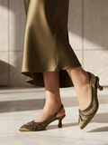Elegant Embellished Slingback Kitten Heels for Women