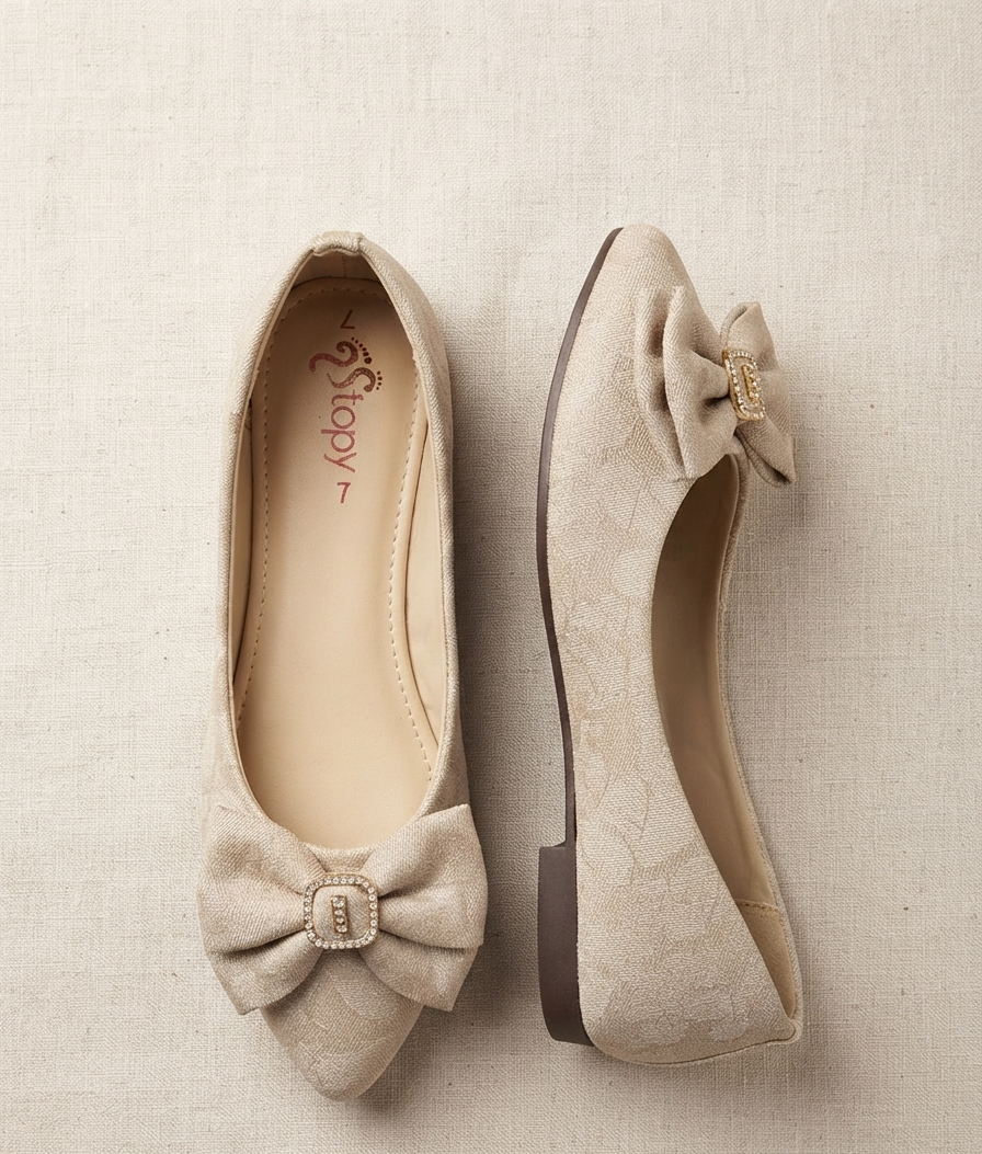 Elegant Patterned Bow Flat Shoes for Women | Casual & Daily Wear