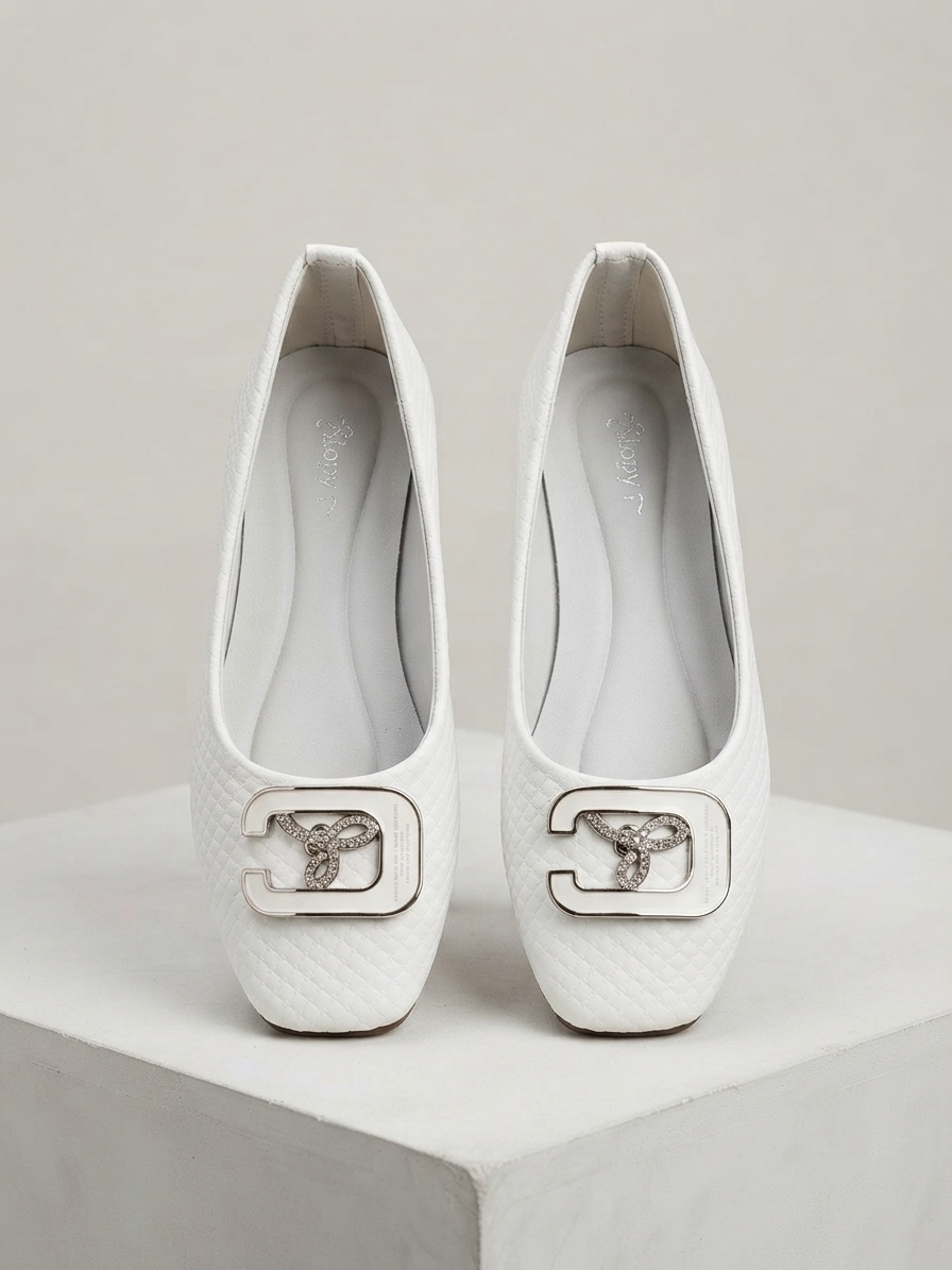 Tony P Quilted Design Women's Flat Shoes with Metal Accent