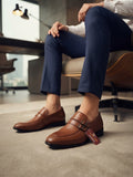 Premium Tan Brown Double Monk Strap Formal Shoes for Men | Business & Wedding Wear