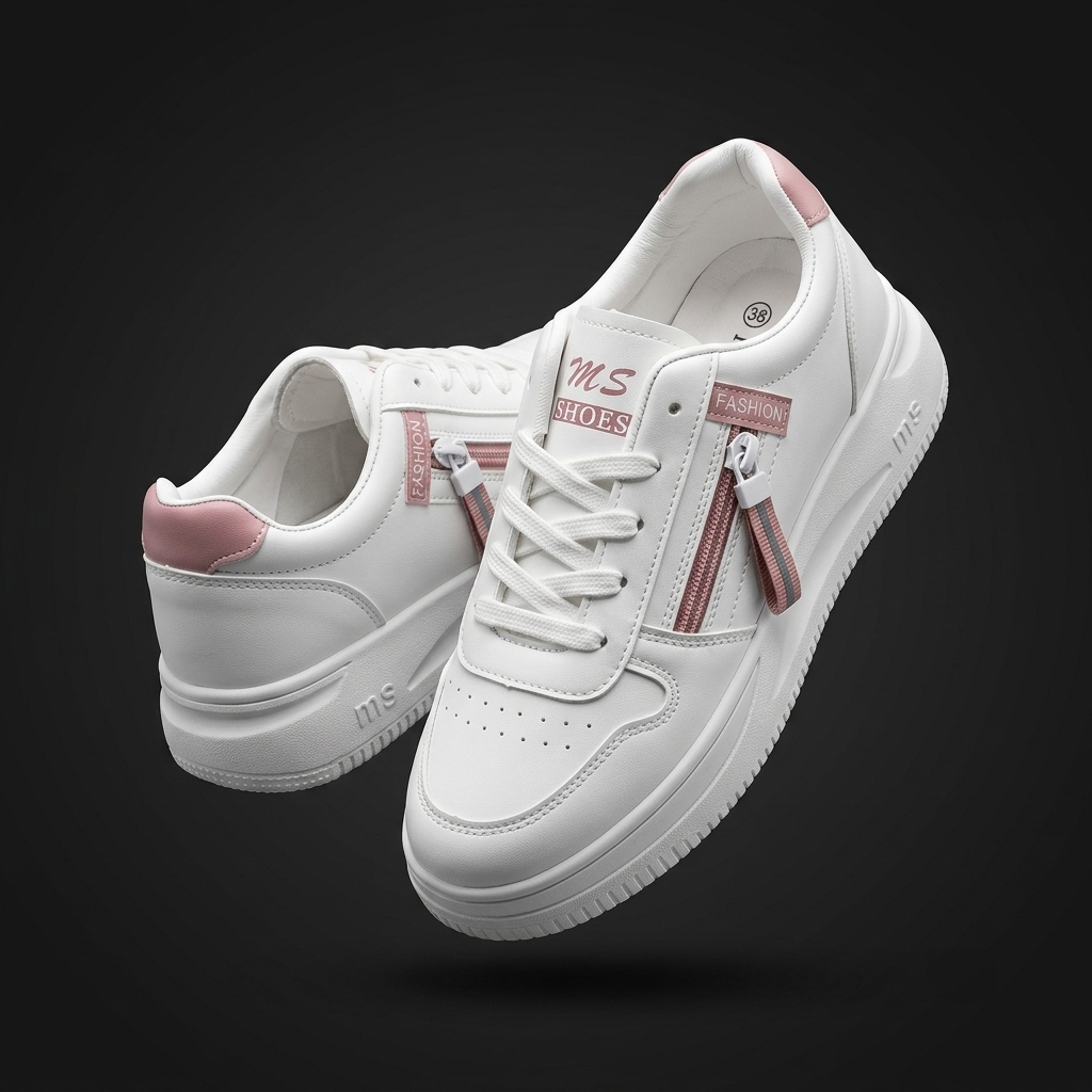 Trendy White Casual Sneakers with Side Zipper Accent for Men | Streetwear Shoes