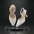 Elegant Floral Lace Slingback Heels for Women | Bridal & Party Wear Shoes