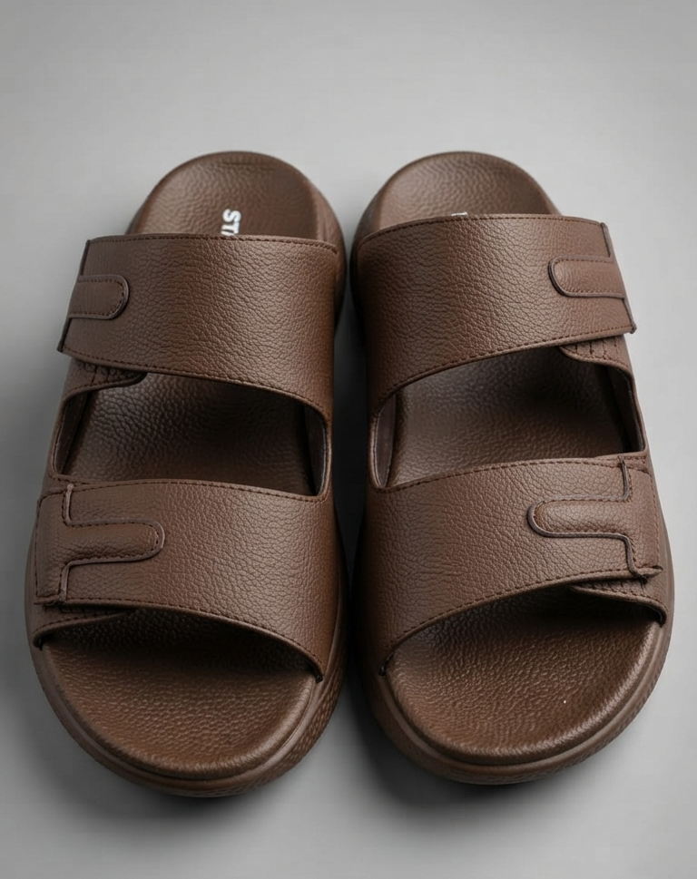Imported Starlet Double-Strap Men's Comfort Slides with Textured Sole