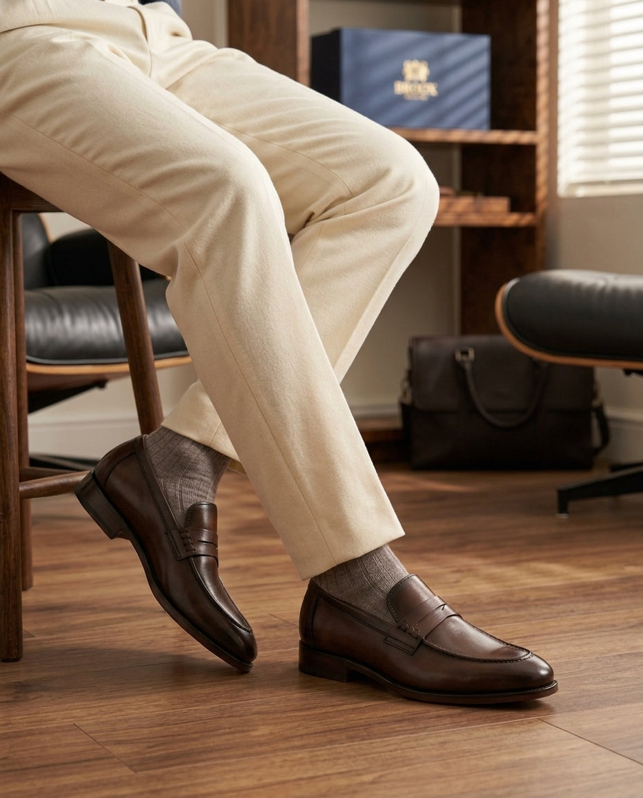 BROOX Premium Penny Loafer - Brown & Black - Made in Italy Style