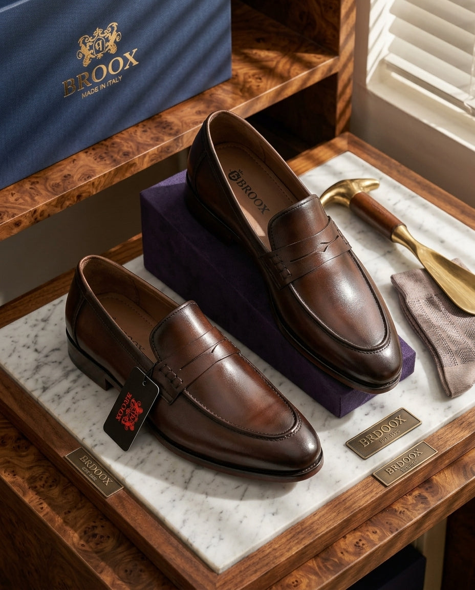 BROOX Premium Penny Loafer - Brown & Black - Made in Italy Style